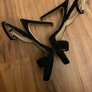 Sam Edelman Black Suede High Heel Ankle Strap Sandals